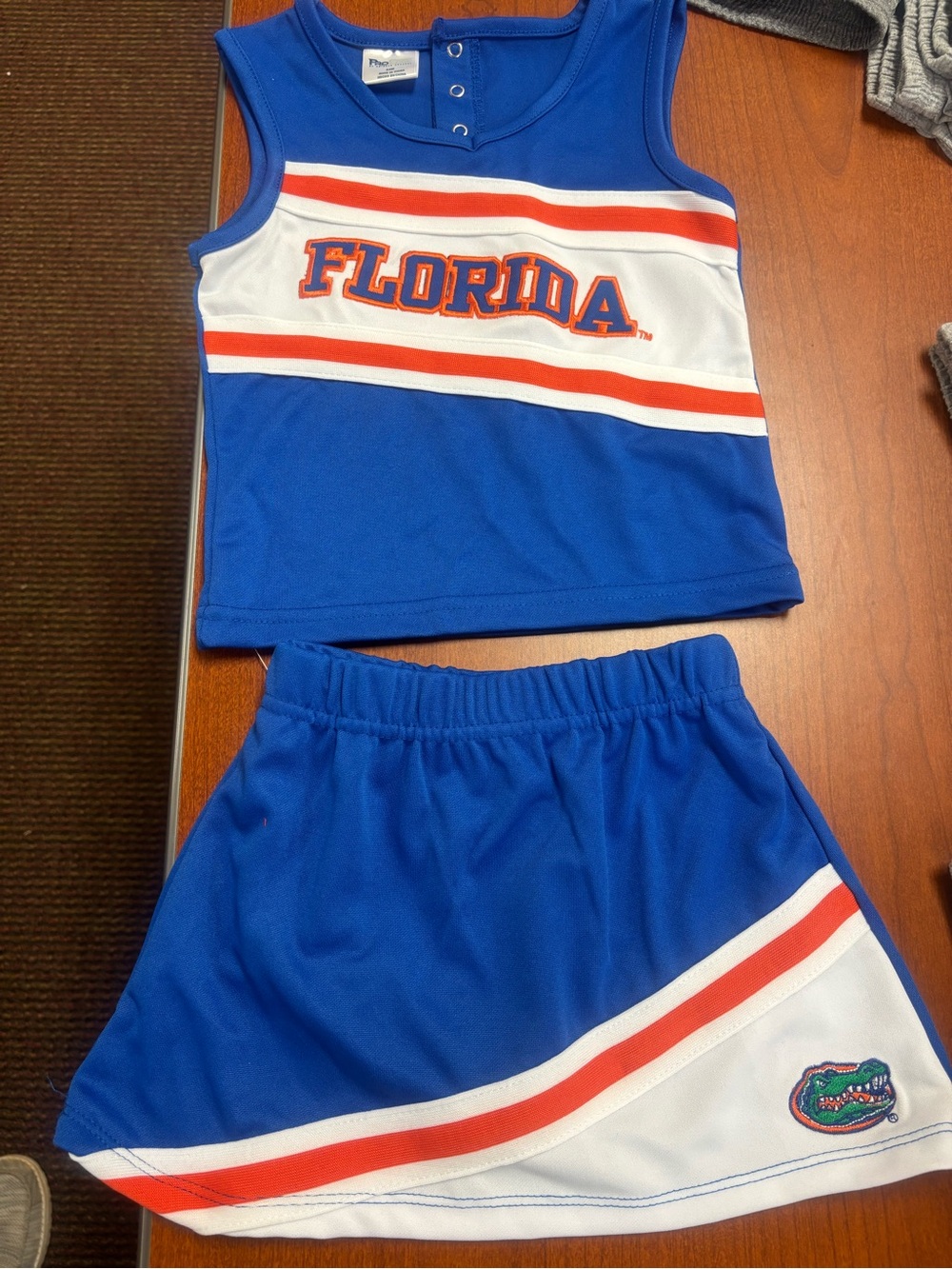 Pro Edge Royal Blue Florida Cheer Tank & Skirt Set with Orange and White Accents